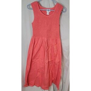 Easy Essentials Coral Smocked Sleeveless Cotton Dress Womens Med Casual Summer